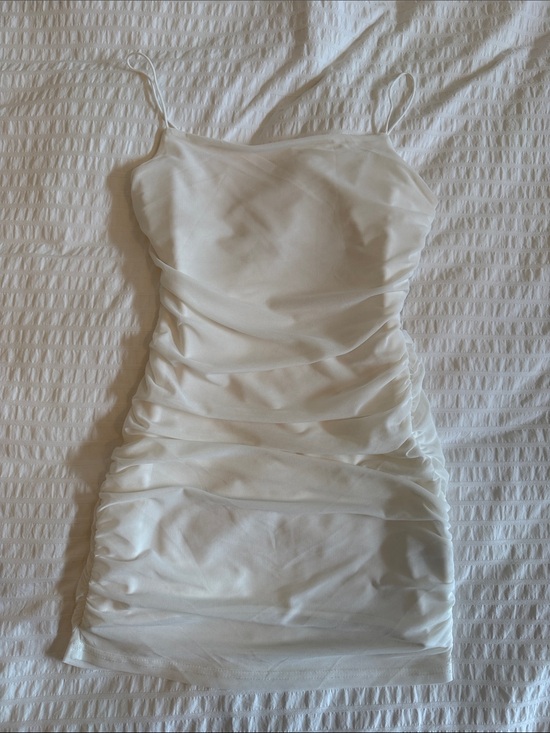 Forever 21 Dresses & Skirts - Forever 21 White Ruched Mini Slip Dress